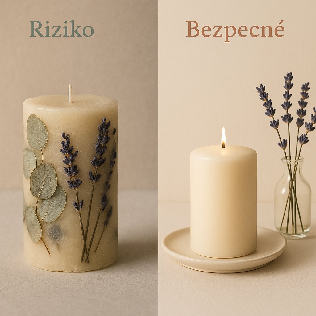 Detail des Wachsbeckens um den brennenden Docht mit botanischem Material