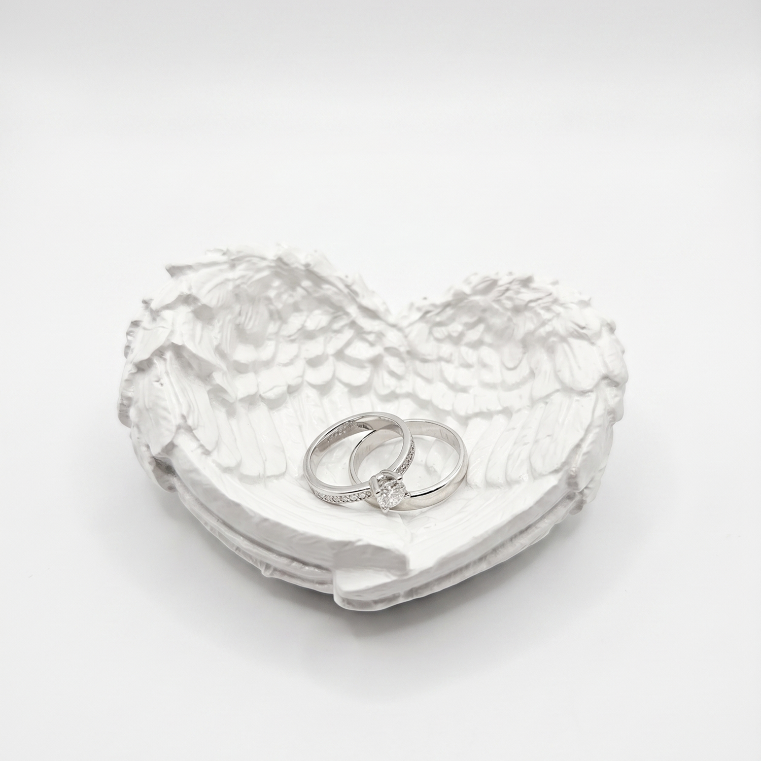 Design-Kerzenhalter und Tablett Flügel - Weiß / Silber
