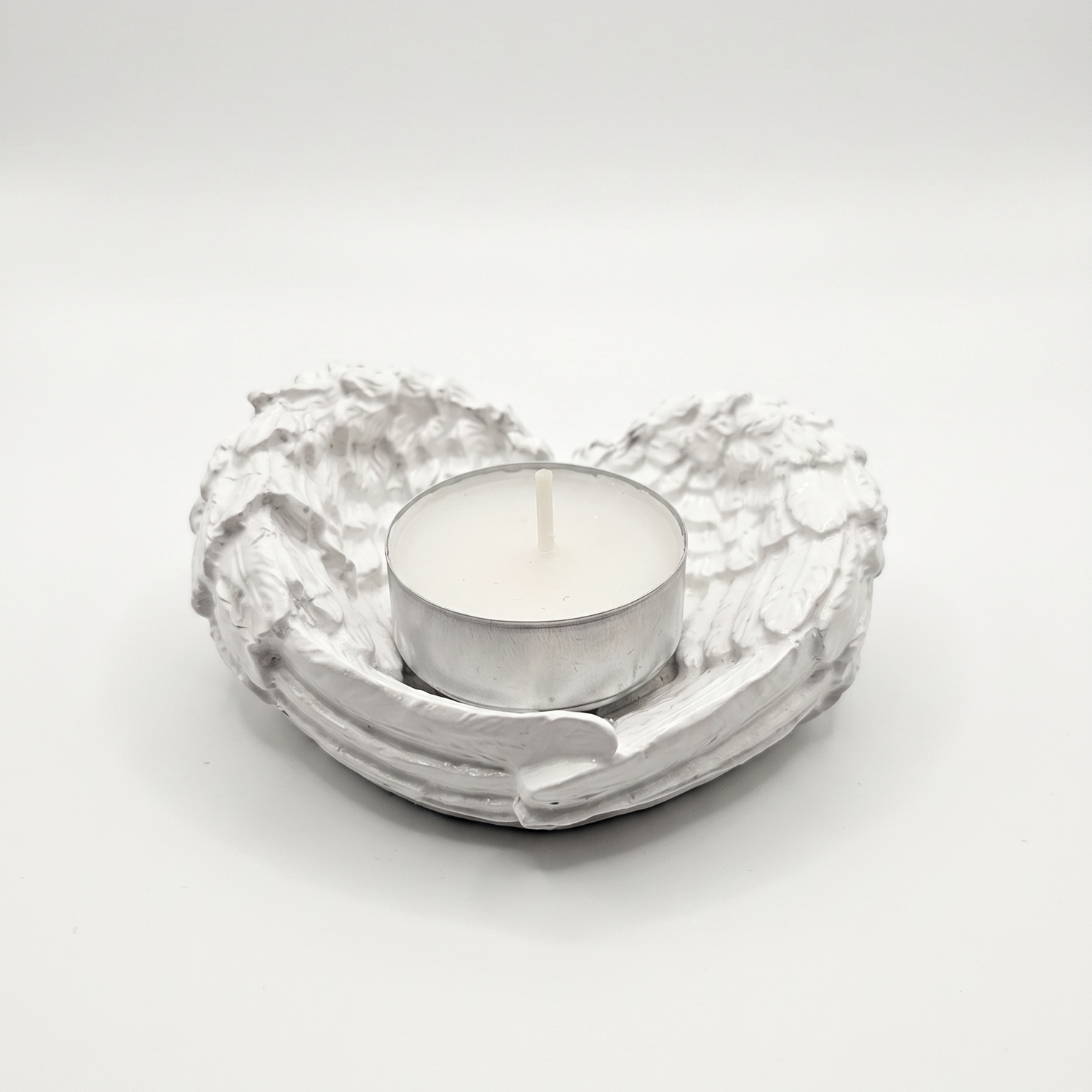 Design-Kerzenhalter und Tablett Flügel - Weiß / Silber