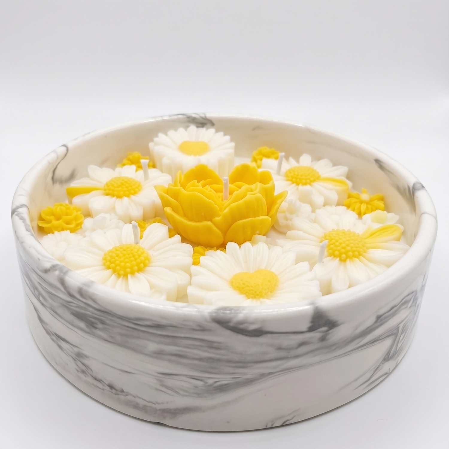 Kerze Wiesenbrise - Weiß / Silber / Gelb / Baumwolle