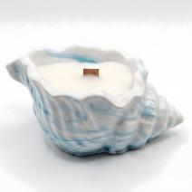 Kerze Welle - Blau / Vanille