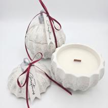 Duftkerze Christmas Bauble Glitter MINI - Weiß / Silber / Winterzauber