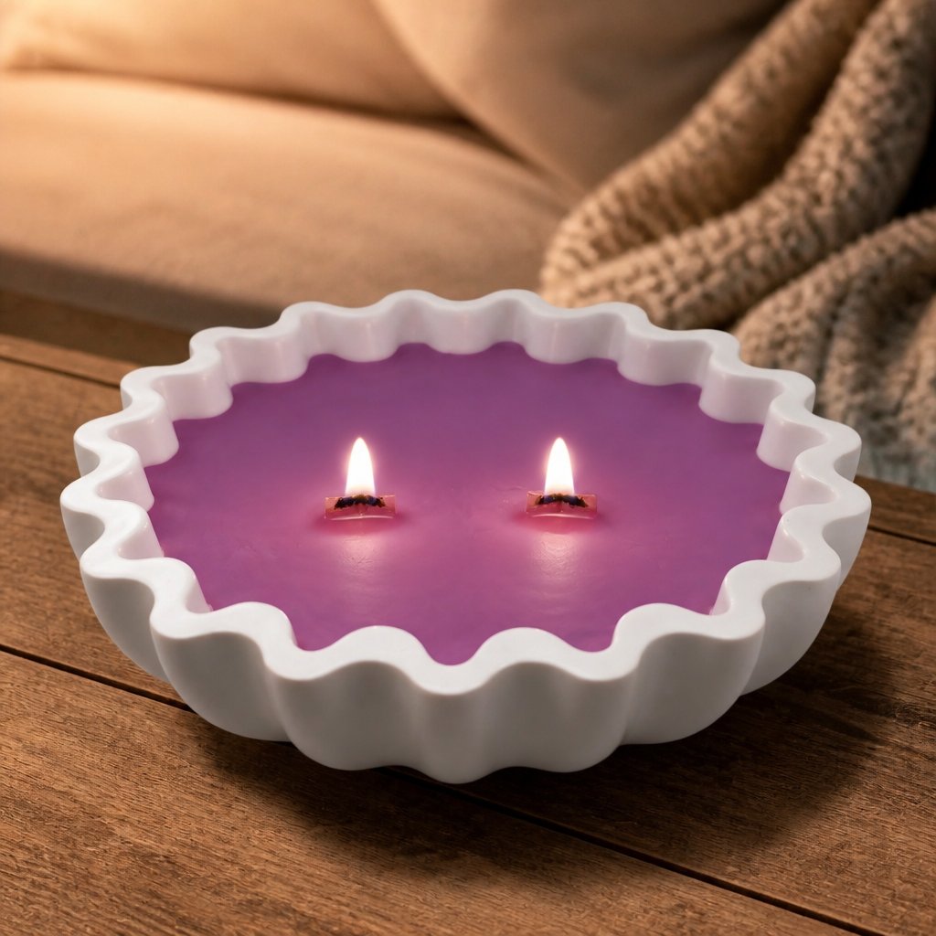 Kerze Lavendel Muse - Weiß / Lila / Lavendel