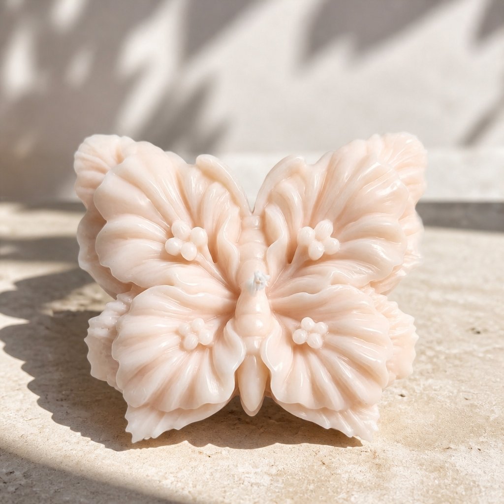 Kerze Schmetterling - Rosa / Kokos