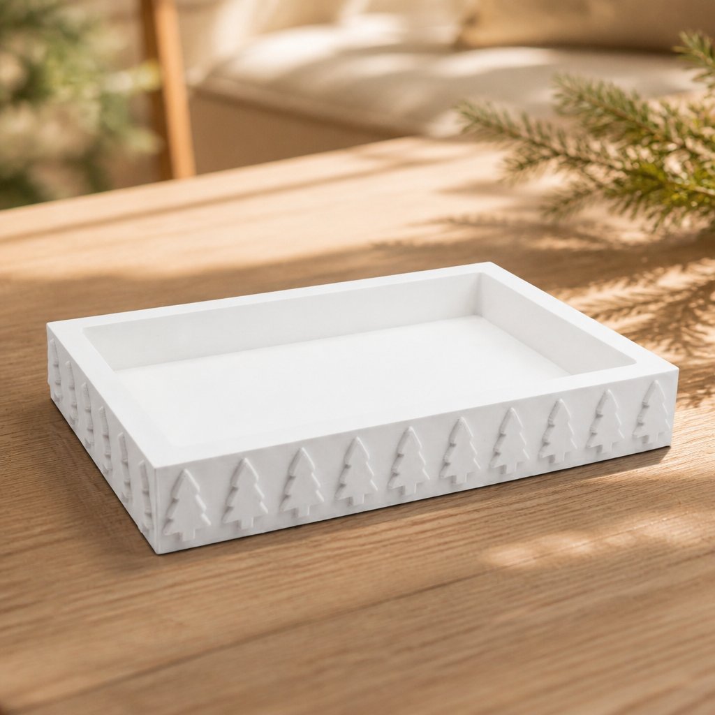 Design Tablett Bäumchen - Weiß