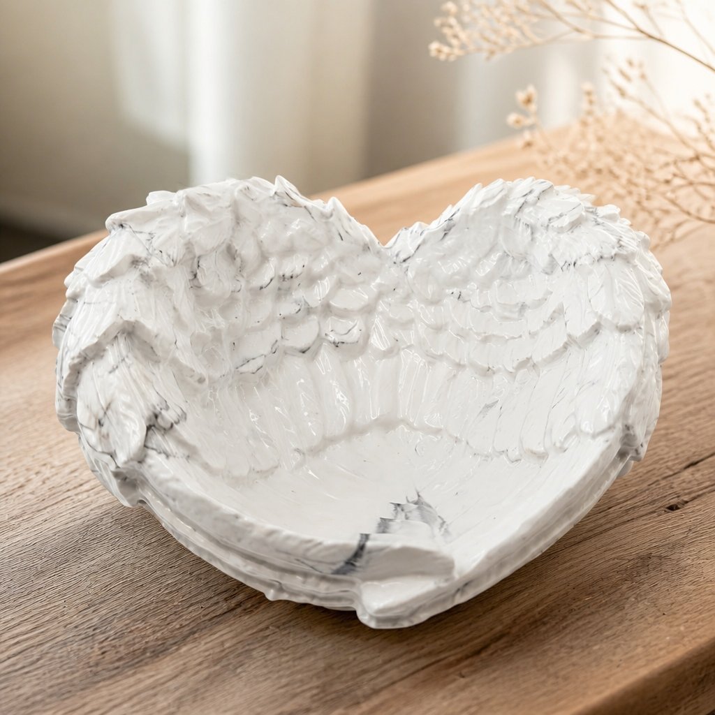 Design-Kerzenhalter und Tablett Flügel - Weiß / Silber